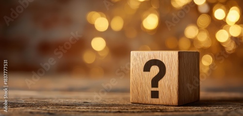 The Wooden Cube with Question Mark Suggesting Mystery, Decision and Curiosity
