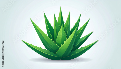 Vibrant Aloe Vera Plant Illustration Lush Green Leaves Symbolizing Health and Natural Beauty