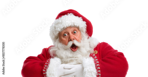 Santa Claus with a surprised and shocked expression, isolated on white, png