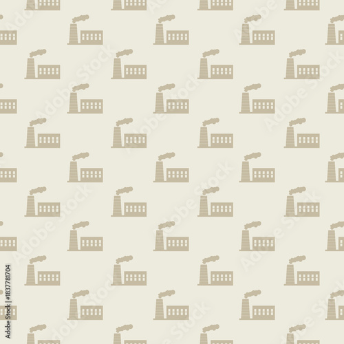 Factory building seamless pattern isolated on color background