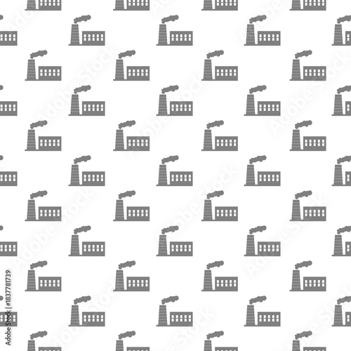 Factory building seamless pattern isolated on white background