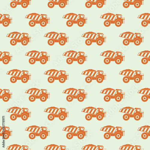 Mining dump truck seamless pattern isolated on color background