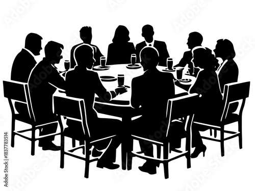 People Dining Silhouette: Restaurant, Cafe, or Meeting Scene