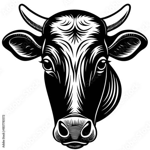 Cow Head Mascot Logo: Dairy Farm Animal Vector Graphic