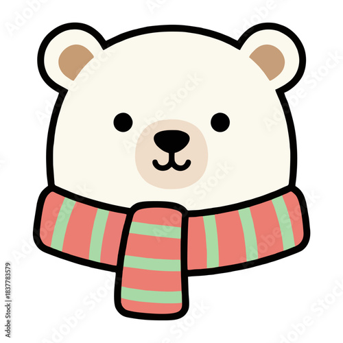 Cute Polar Bear Wearing Scarf – Winter Christmas Illustration
