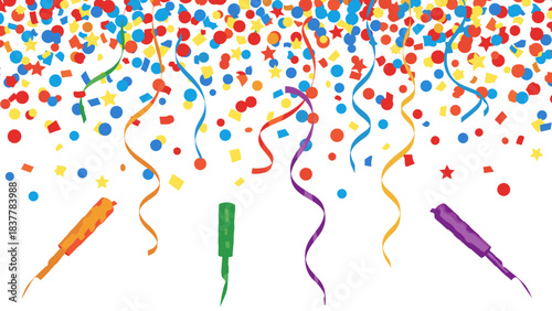 Colorful confetti and streamers