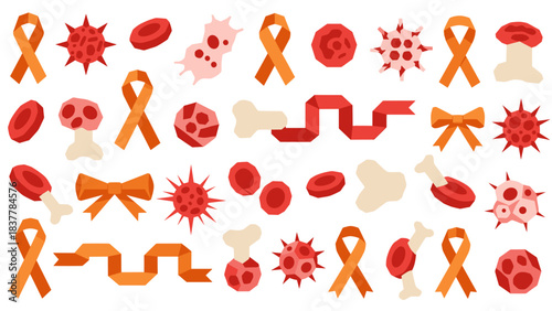 Collection of leukemia awareness icons white