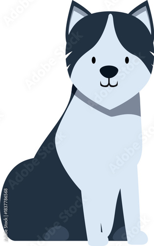 Adorable cartoon husky dog sitting, a simple and charming illustration of a beloved pet