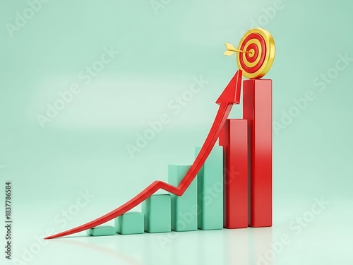 Target Hit Growth Chart Success Business Progress.