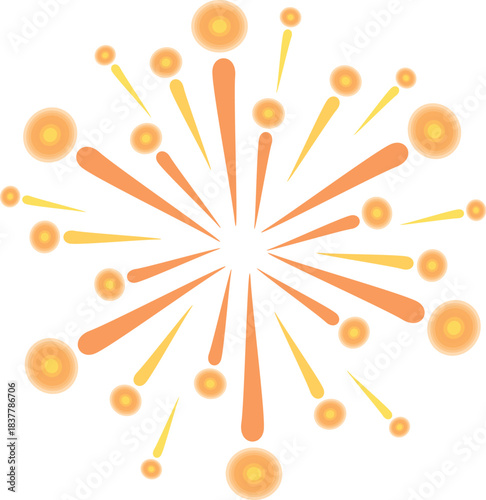 Brightly colored fireworks exploding against a white background, creating a festive atmosphere