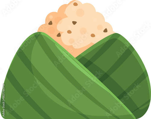 Delicious zongzi rice dumpling wrapped in bamboo leaves, a traditional treat for dragon boat festival celebration