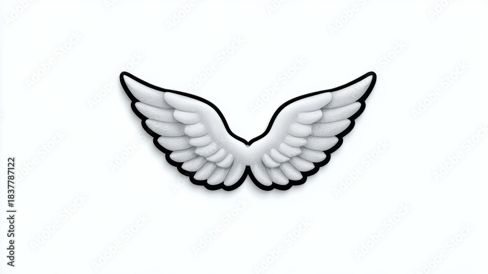 Fototapeta premium White angel wings on a plain background.