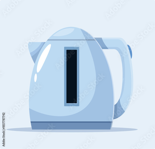 Light blue electric kettle boiling water, perfect for a hot beverage