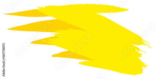 Yellow paint brush stroke on transparent background