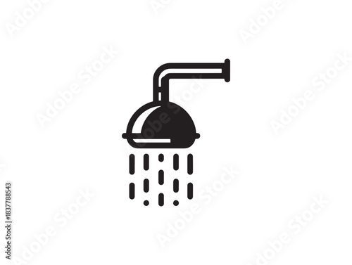 Clean Shower Icon In 2D Vector Line Art Style Minimalist Design For Modern Use