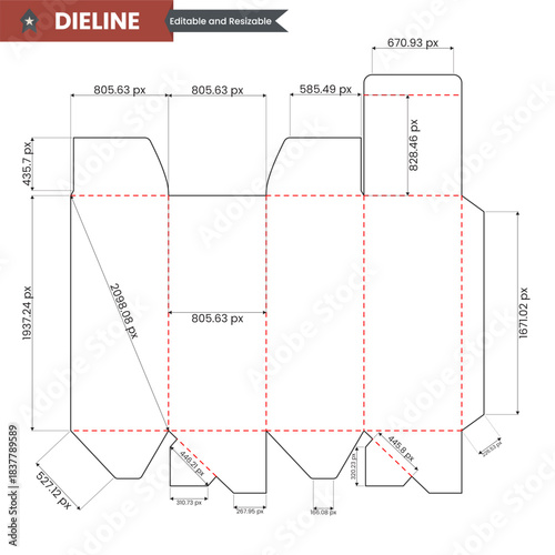 die, die cut, cardboard box dieline, box die-line, die-line, box dieline, dieline template - vector illustrations.
