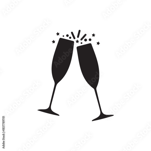 champagne glasses on a black background