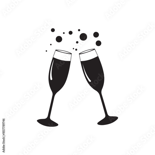 Elegant Champagne Toast Glasses Silhouette