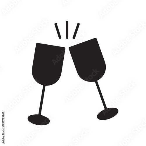 Clinking Champagne Glasses Celebration Silhouette