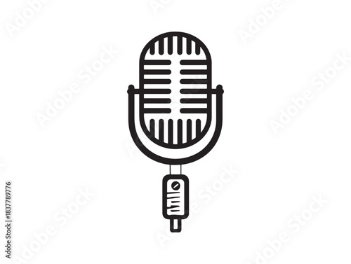 Minimalist Retro Microphone Icon Line Art Vector Illustration For Websites Apps And Presentations