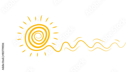 Abstract yellow sun spiral design. summer bright sun beam. summer sunshine graphic. vector illustration