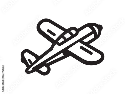 Modern aviation plane icon rendered in minimalist 2D vector line art style