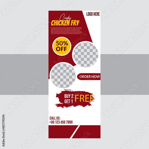 Modern and creative  food roll up banner design template.