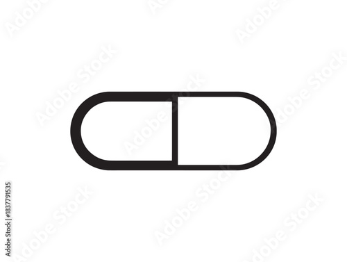 Modern minimalist pill icon in 2D vector line art style for digital projects