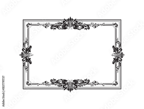 Ornamental Rectangular Frame Inspired by Art Nouveau Style Beautiful 2D Decorative Artwork