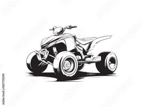 Ride Quad Bike 2D Vector Line Art Illustration Minimalist Design Adventure Concept Graphic Art