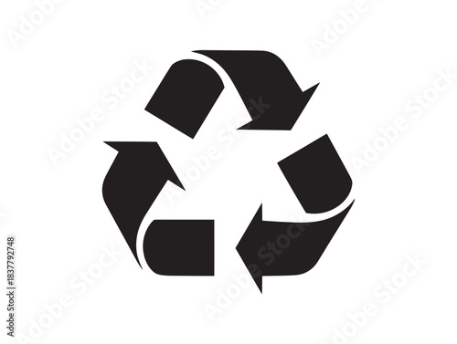 Simple clean recycling symbol sign 2D vector line art for eco friendly illustrations
