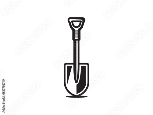 Shovel 2D vector line art simple minimalist black illustration gardening tool equipment design concept