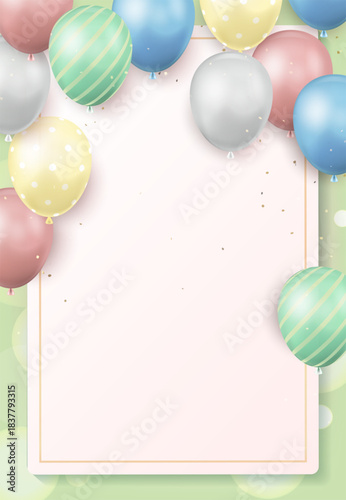 Pastel Balloon Background for Spring Events, Birthday Greeting, Kids Celebration and Festive Designs