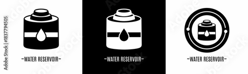 Water reservoir logo set. Collection of black and white logos. Stock vector.