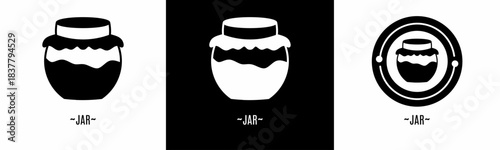 Jar logo set. Collection of black and white logos. Stock vector.