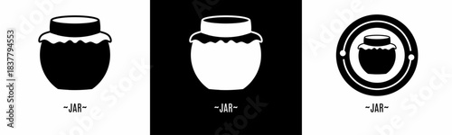 Jar logo set. Collection of black and white logos. Stock vector.