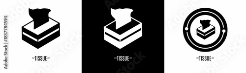 Tissue logo set. Collection of black and white logos. Stock vector.