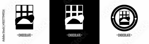 Chocolate logo set. Collection of black and white logos. Stock vector.
