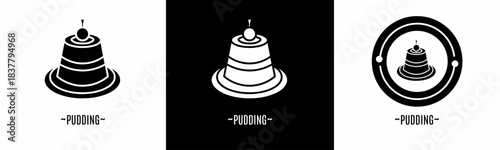 Pudding logo set. Collection of black logos. Stock vector.