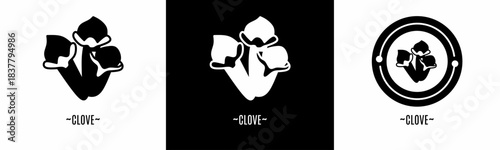 Clove logo set. Collection of black and white logos. Stock vector.