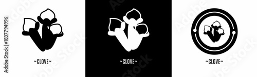 Clove logo set. Collection of black and white logos. Stock vector.