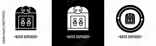 Water dispenser logo set. Collection of black and white logos. Stock vector.