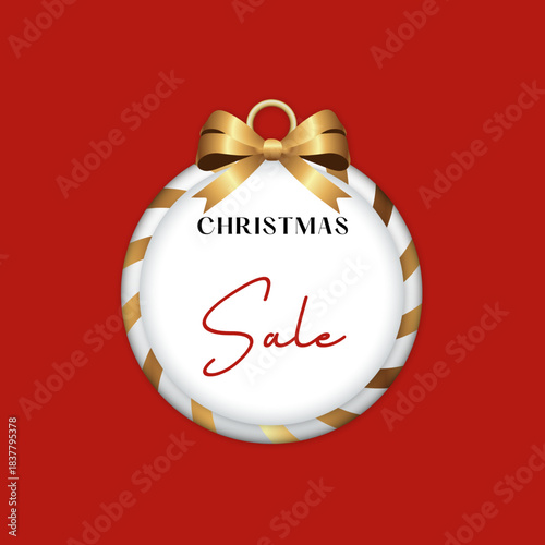 Christmas sale vector banner design. Christmas sale text with happy snowman, penguin, reindeer, polar bear characters in paper cut pine tree and clouds green background for shopping discount promo. 