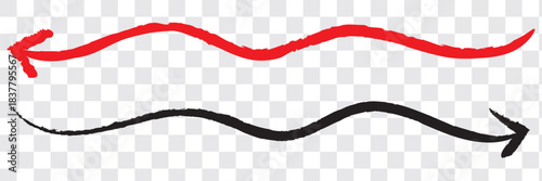 Hand drawn black arrow pointing right direction brush painted stroke vector illustration design element graphic resource transparent background artistic handmade curved