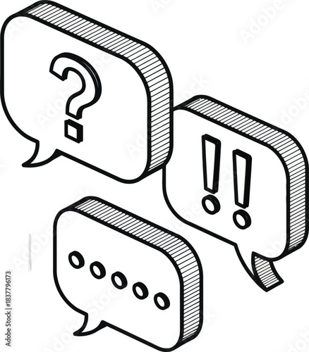 Speech Bubbles with Question Exclamation and Ellipsis Vector