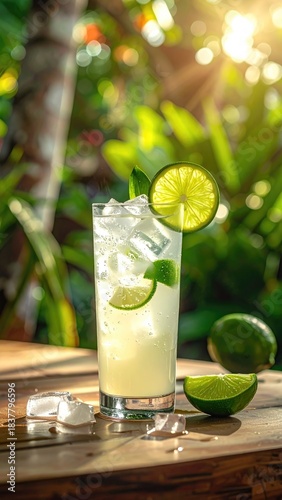 Refreshing lime drink outdoors