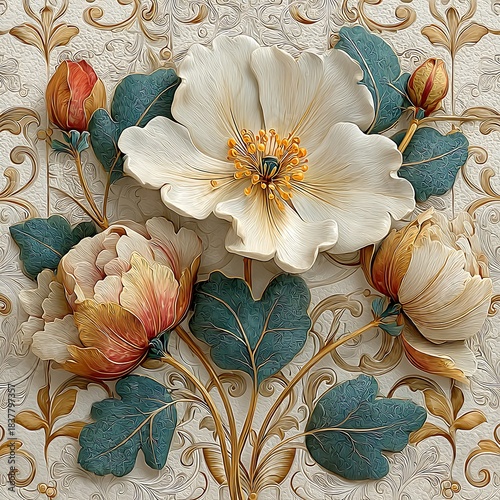 Wallpaper Mural Intricate flower composition with vintage elegance high resolution picture Torontodigital.ca