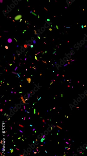 Confetti particles. Mobile-friendly. Perfect for Reels, Stories, and all social media platforms. Vertical video overlay with transparent alpha channel ProRes 4444.