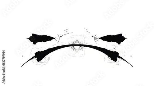 Abstract ink splash forming a melancholic face on white background