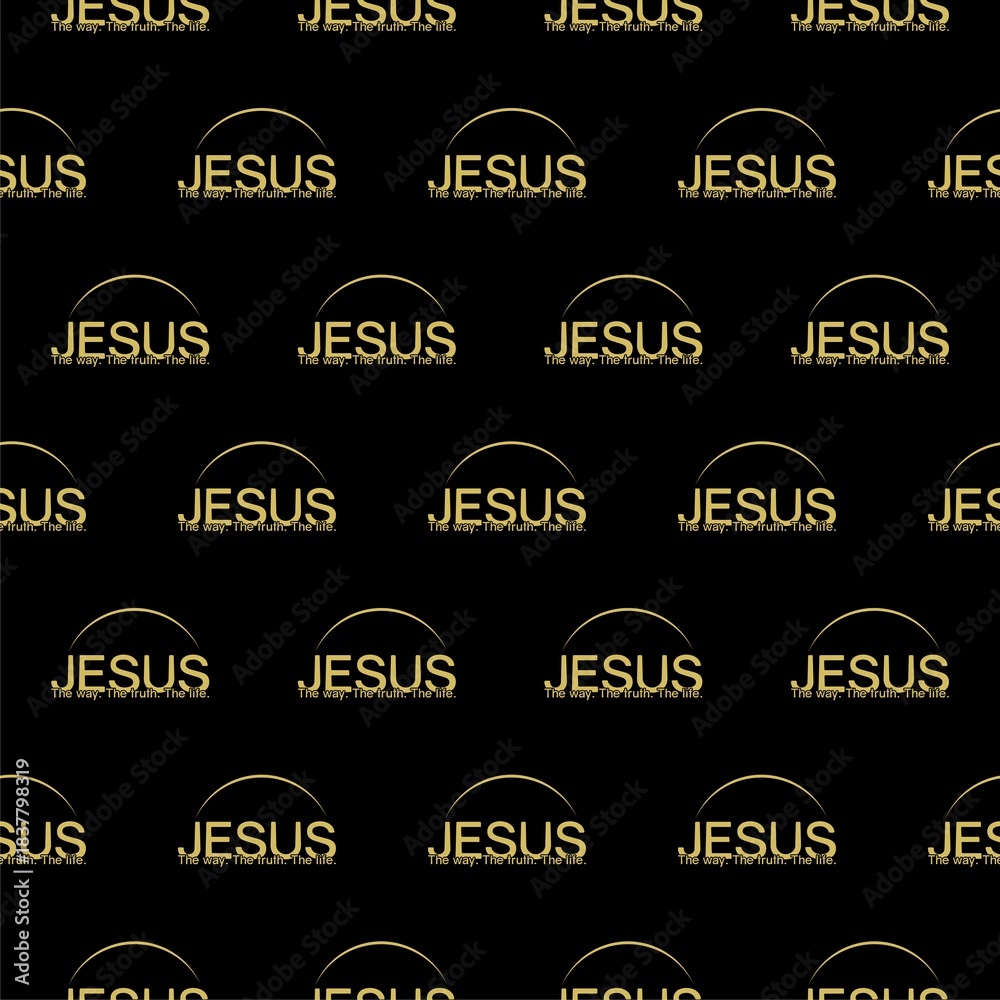 Obraz premium Jesus seamless pattern isolated on black background